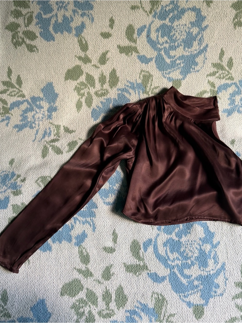Zara Chocolate Brown one shoulder Satin Crop Top